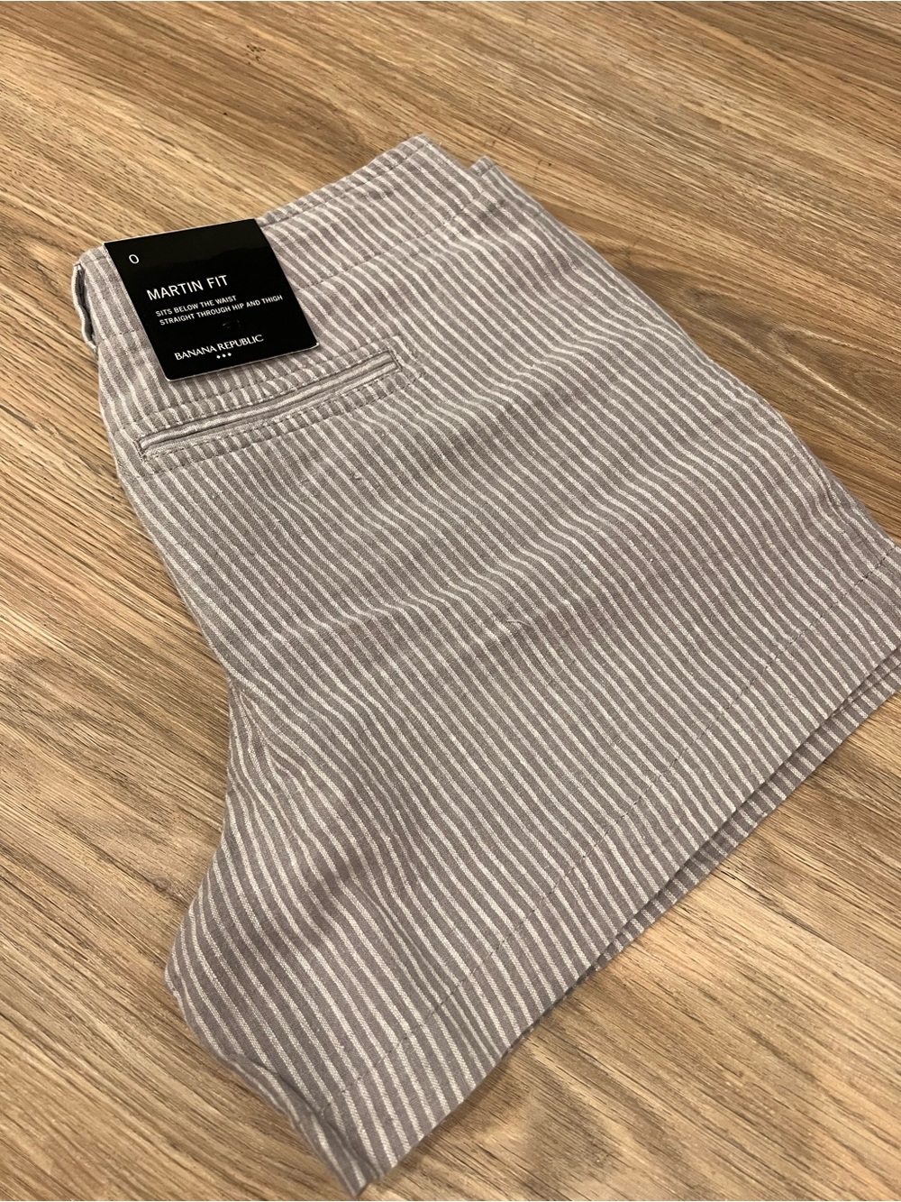 Banana Republic Martin Fit Striped Linen Shorts - Gray & White